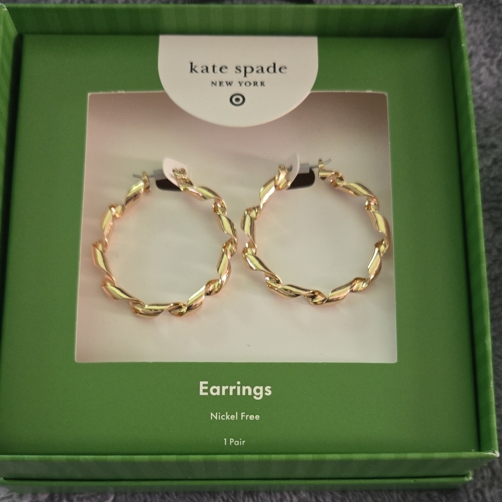 Kate Spade Gold Twisted Hoop Earrings